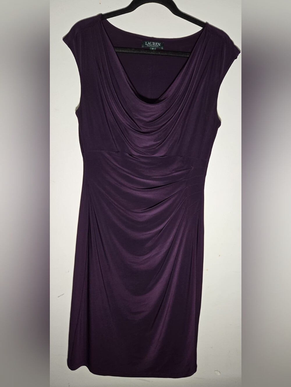 Ralph Lauren Plum Draped Cowl Neck Midi Dress